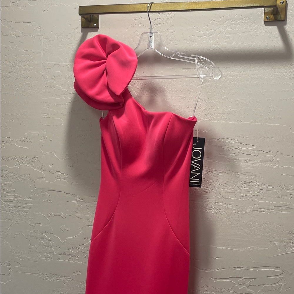 Jovani Fuchsia One-Shoulder Dress